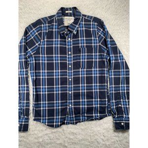 ABERCROMBIE & FITCH Mens Long Sleeve Blue Plaid Bu